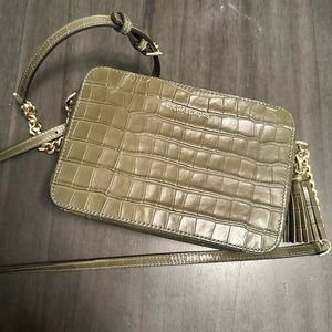 Green Leather Michael Kors Crossbody Purse